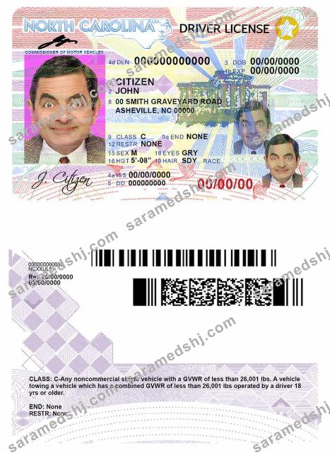 USA North Carolina driving license